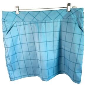 Antigua Women's Blue Checked Desert Dry Mid Rise Zip Skort Size 16
